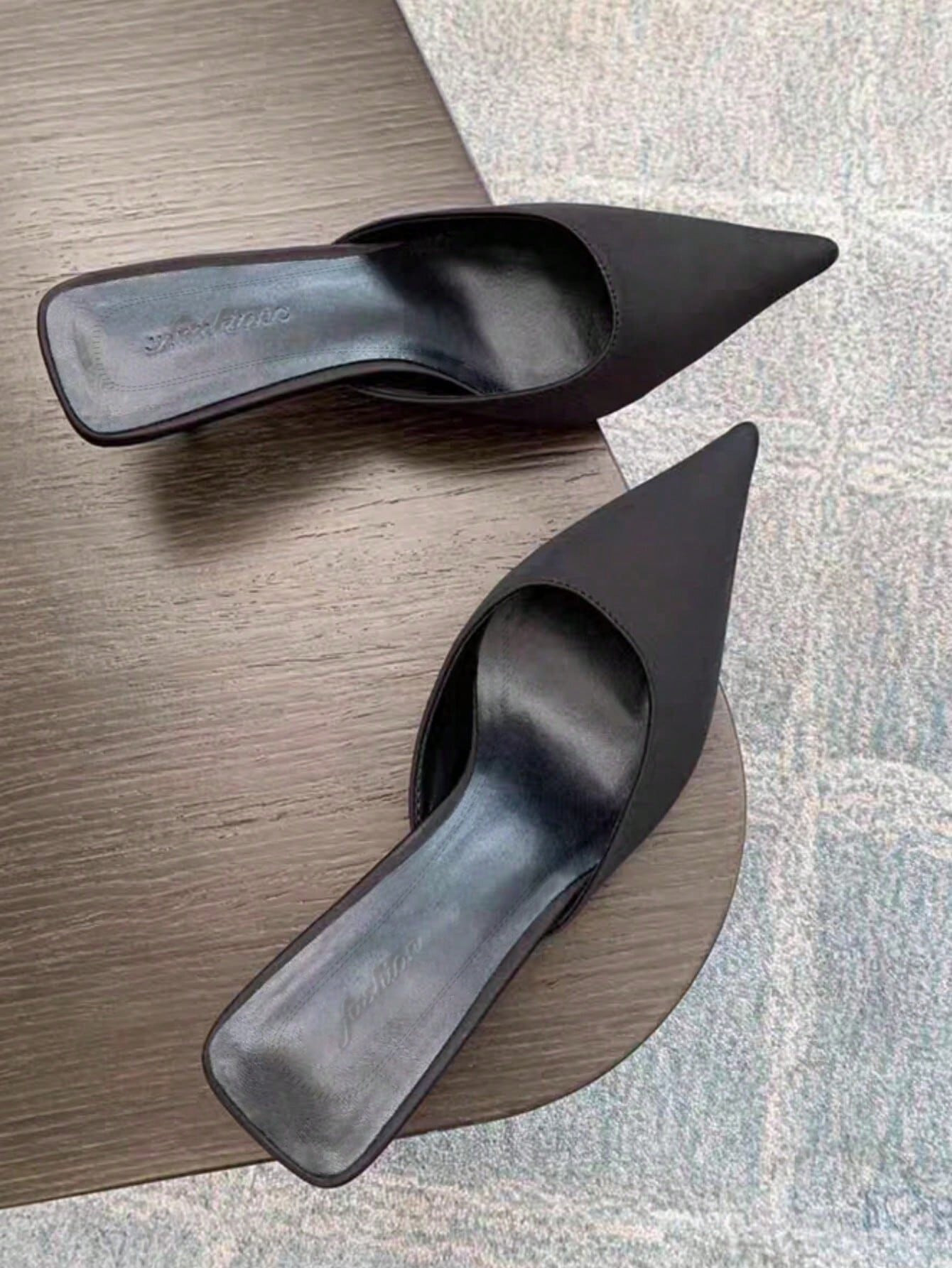 $16.13 Fall/Winter Satin Covered Slip-On Slippers For Women, Elegant Mules High Heels, Versatile ... | SHEIN
