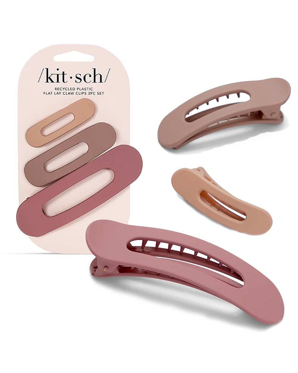 Kitsch 3pc (Terracotta) Flat Hair Clips for Women - Recycled Lay Flat Claw Clips for Thick Hair |... | Amazon (US)