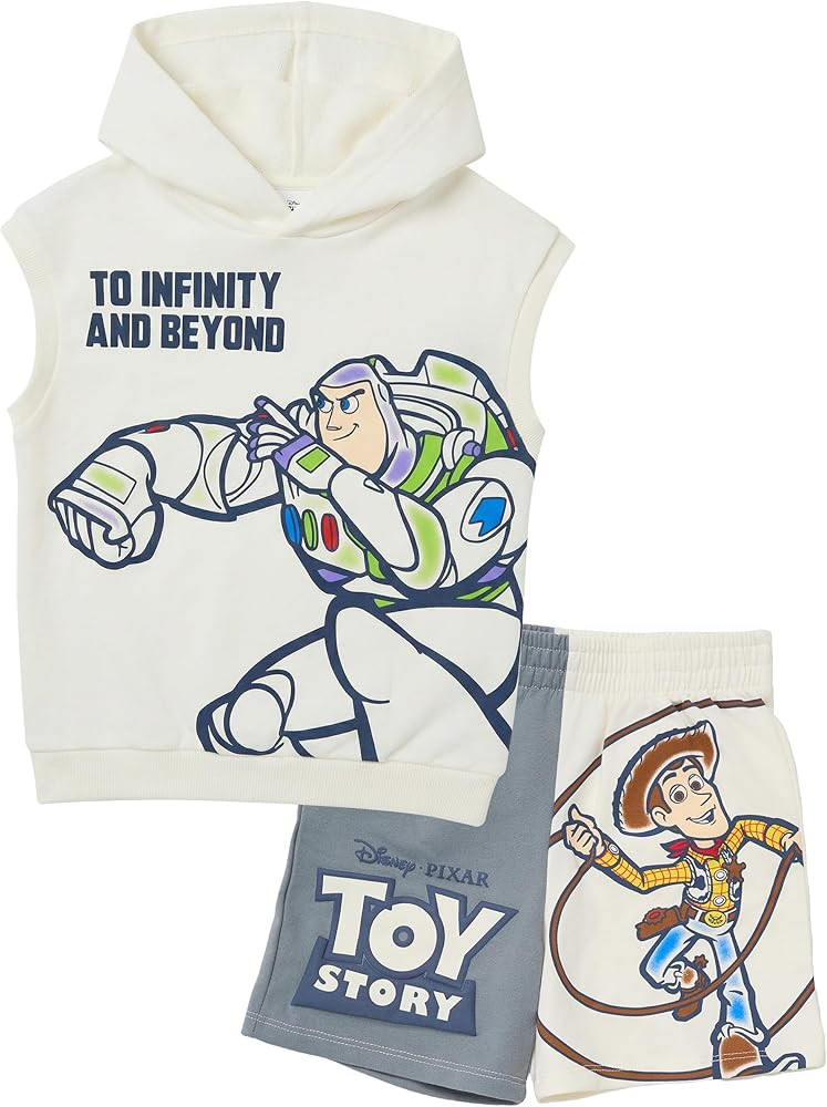 Disney Pixar Toy Story Outfit for Boys Sleeveless Hoodie & Shorts Set Featuring Buzz Lightyear & ... | Amazon (US)