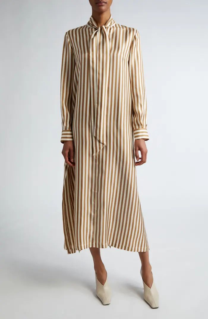 Max Mara Faesite Stripe Long Sleeve Silk Twill Shirtdress | Nordstrom | Nordstrom