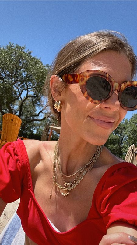 Love these new Amazon sunglasses!! Puff sleeve bikini also Amazon. I’m in a small 

Mother’s Day gift idea- gold jewelry 

#LTKGiftGuide #LTKunder100 #LTKFind