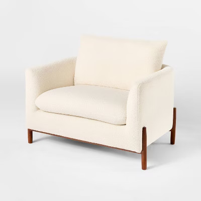 Elroy Oversized Accent Chair Cream Faux Shearling - Threshold™ with Studio McGee: Plush Polyester Upholstery, Plywood Frame | Target