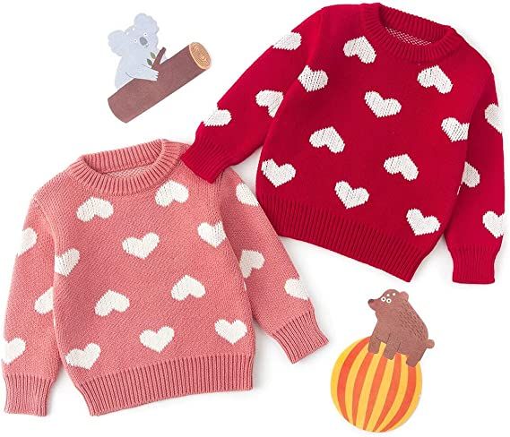 Simplee kids Baby Pullover Sweater Heart Knit Sweater Coat for Autumn Fall and Winter 3M-3T | Amazon (US)