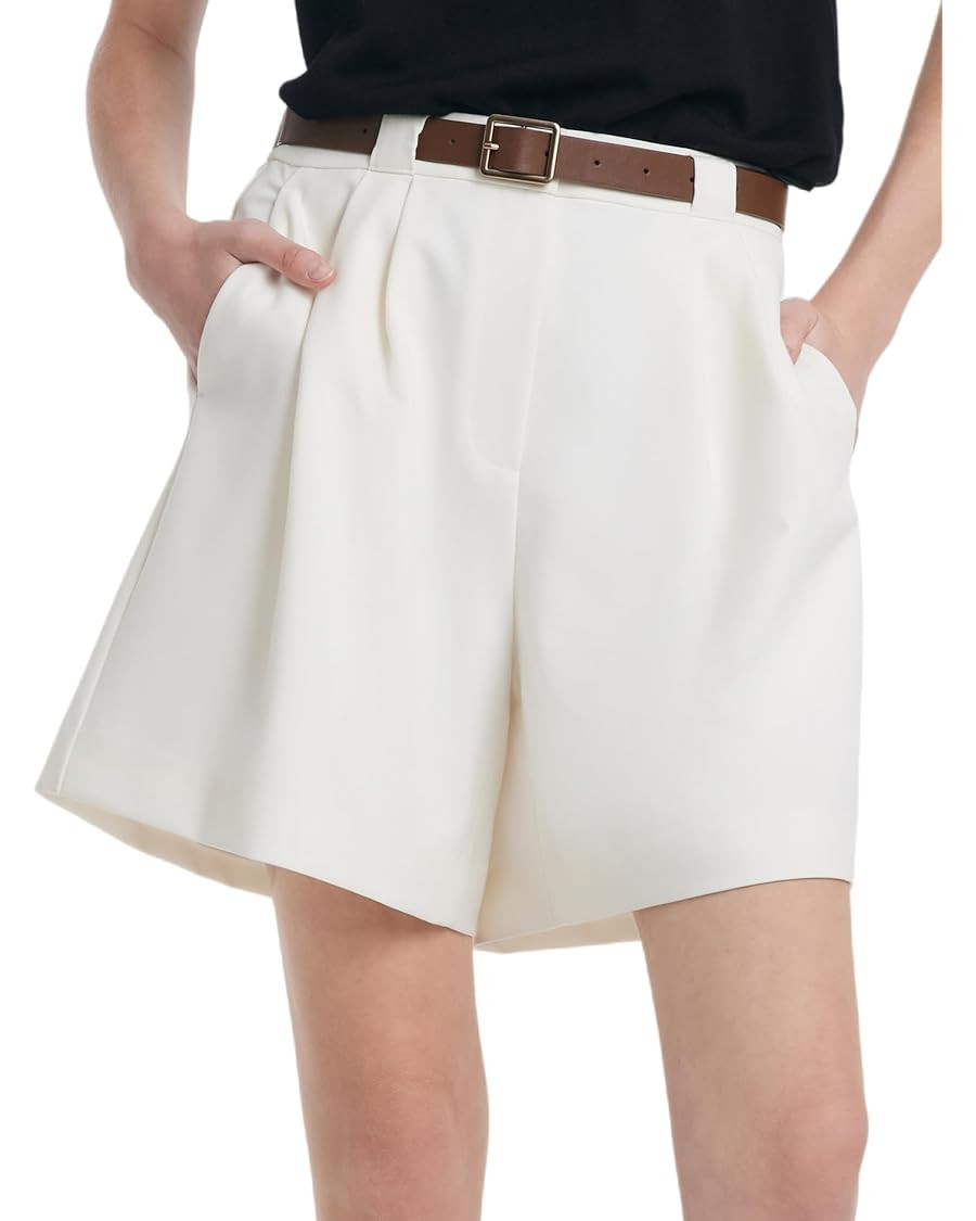 Shorts for Women Elastic High Waisted Wide Leg Loose A-Line Shorts with Belt and Pockets | Amazon (US)