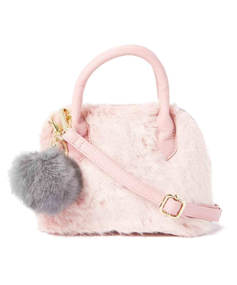 Just Fab Girls Girls' Handbags pink - Pink Furry Purse with Key Chain | Zulily