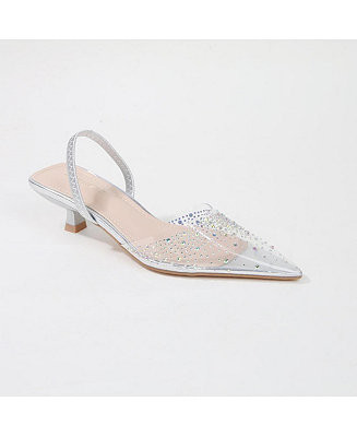 Mabel Clear Rhinestone Kitten Heels | Macy's