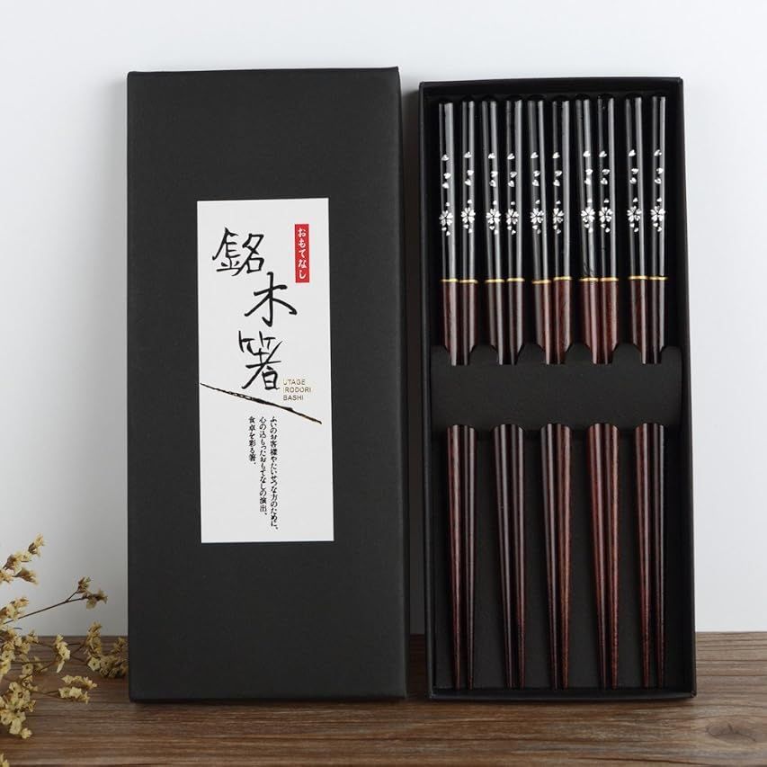 GLAMFIELDS Reusable Chopsticks Japanese Natural Wooden 5 Pairs Classic Style Lightweight Safe Chop S | Amazon (US)