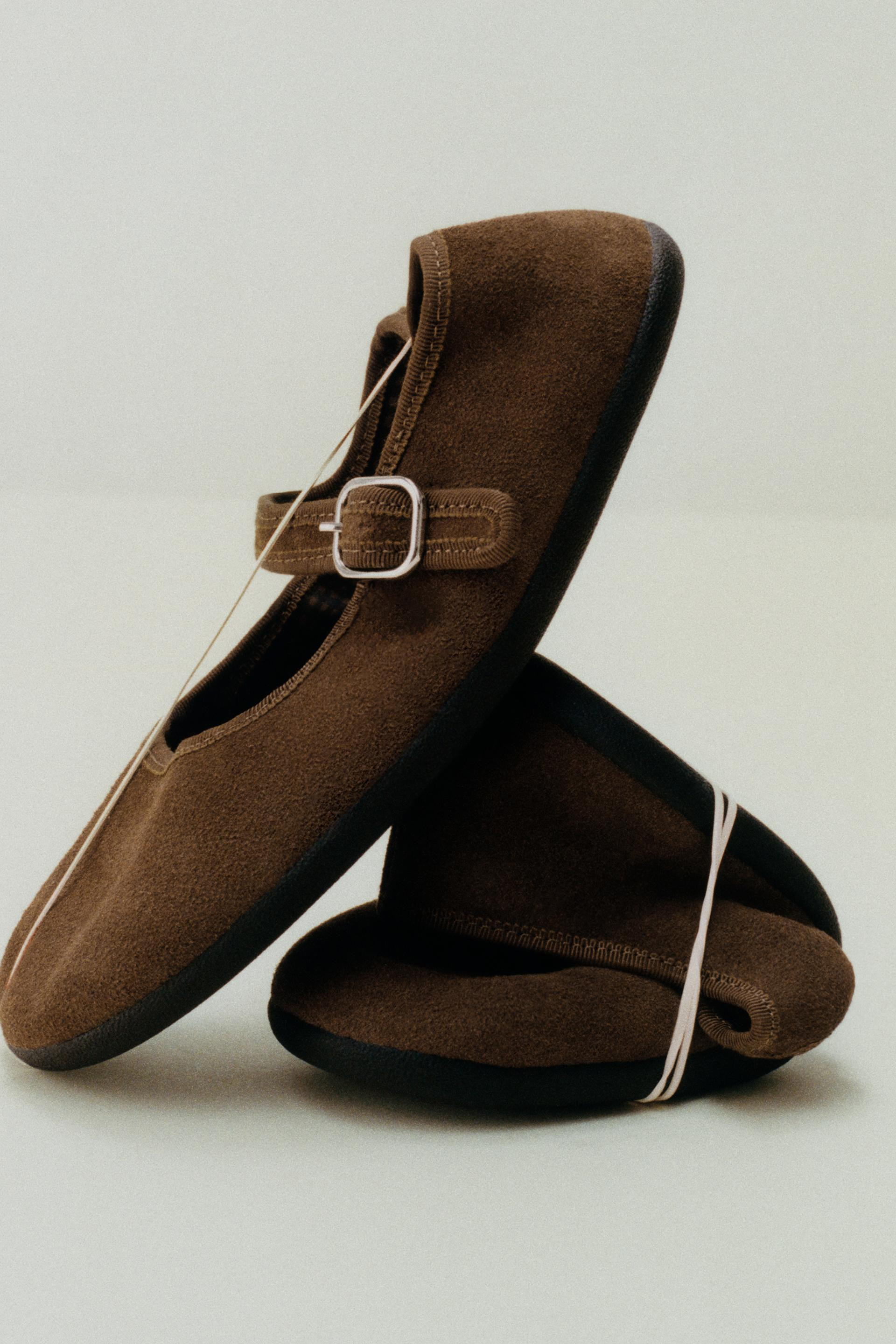 Zara - Leather Barefoot Ballet Flats - Brown - 13½ (7.7 Inches) - Kids | Zara US