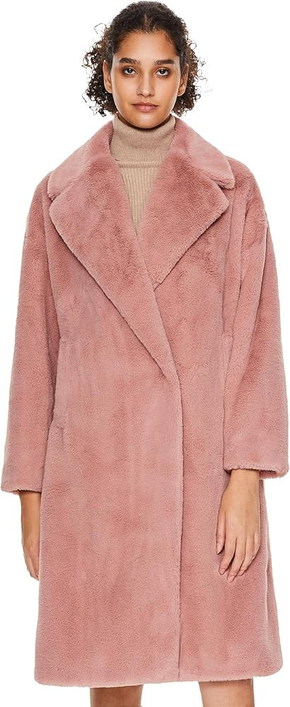 Orolay Women's Fuzzy Fleece Winter Jacket Faux Fur Lapel Coat Mid-Length Sherpa Teddy Coat | Amazon (US)