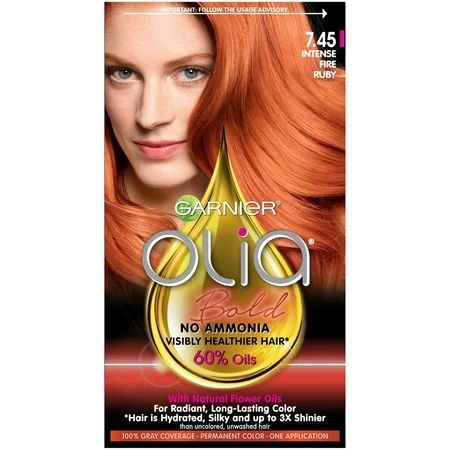 Garnier Olia Oil Powered Permanent Hair Color, 7.45 Dark Fire Ruby, 1 kit | Walmart (US)