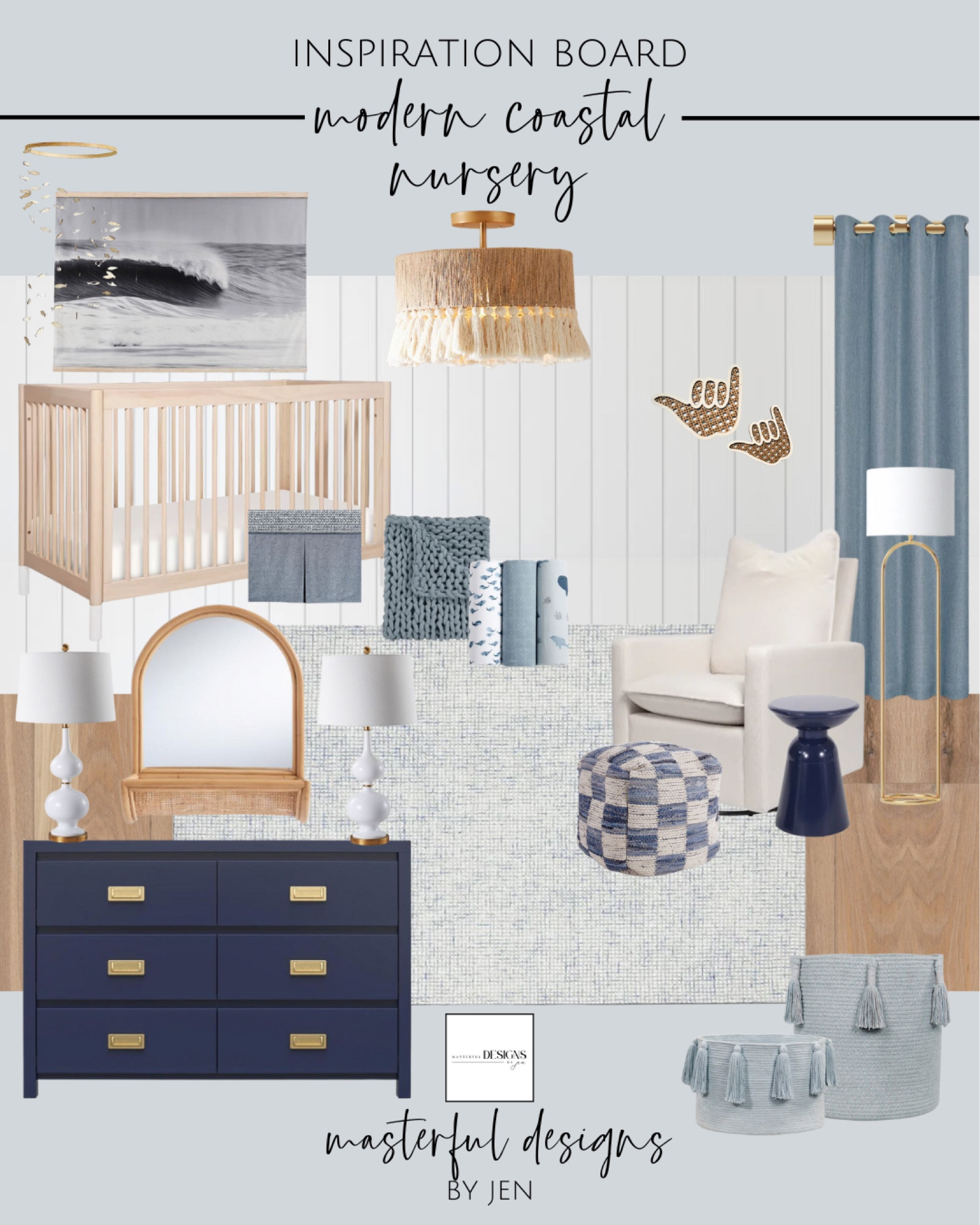 Modern coastal nursery #coastal #modern #nursery #boynursery #nursery #baby #babynursery #curtains #recliner #crib #dresser #anthro #anthropologie #checker #checkered #ottoman #floorlamp #mirror #rattan #worldmarket #target #home #homedecor #surf #boyroom #babyboy #bedding #blanket #lighting

#LTKhome #LTKFind #LTKbaby