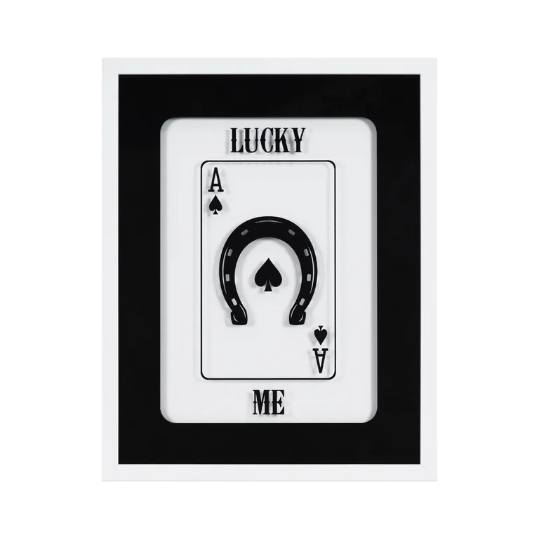 Crystal Art Gallery 15x19 Texas Lucky Me Glass Wall Art Decor, Ace of Spades Card, White Framed S... | Walmart (US)