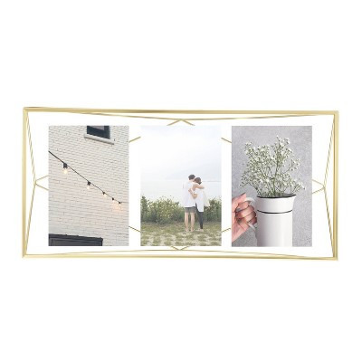 Set of 3 Prisma Picture Frames Opening Brass - Umbra: Modern Geometric Design, 4x6, Steel Material, Wall or Tabletop Display | Target