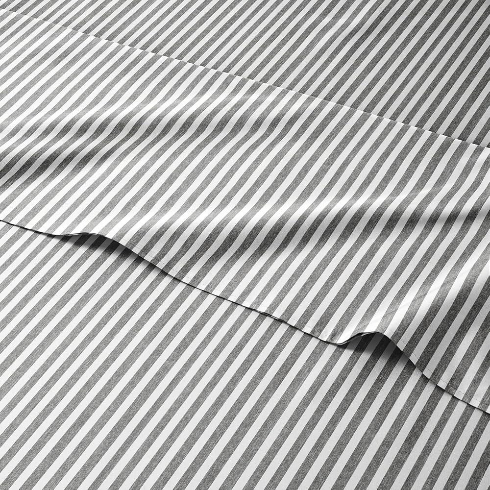 Striped Bed Sheets - Pin Striped Sheets - Grey and White Sheets - Grey and White Striped Sheets -... | Amazon (US)