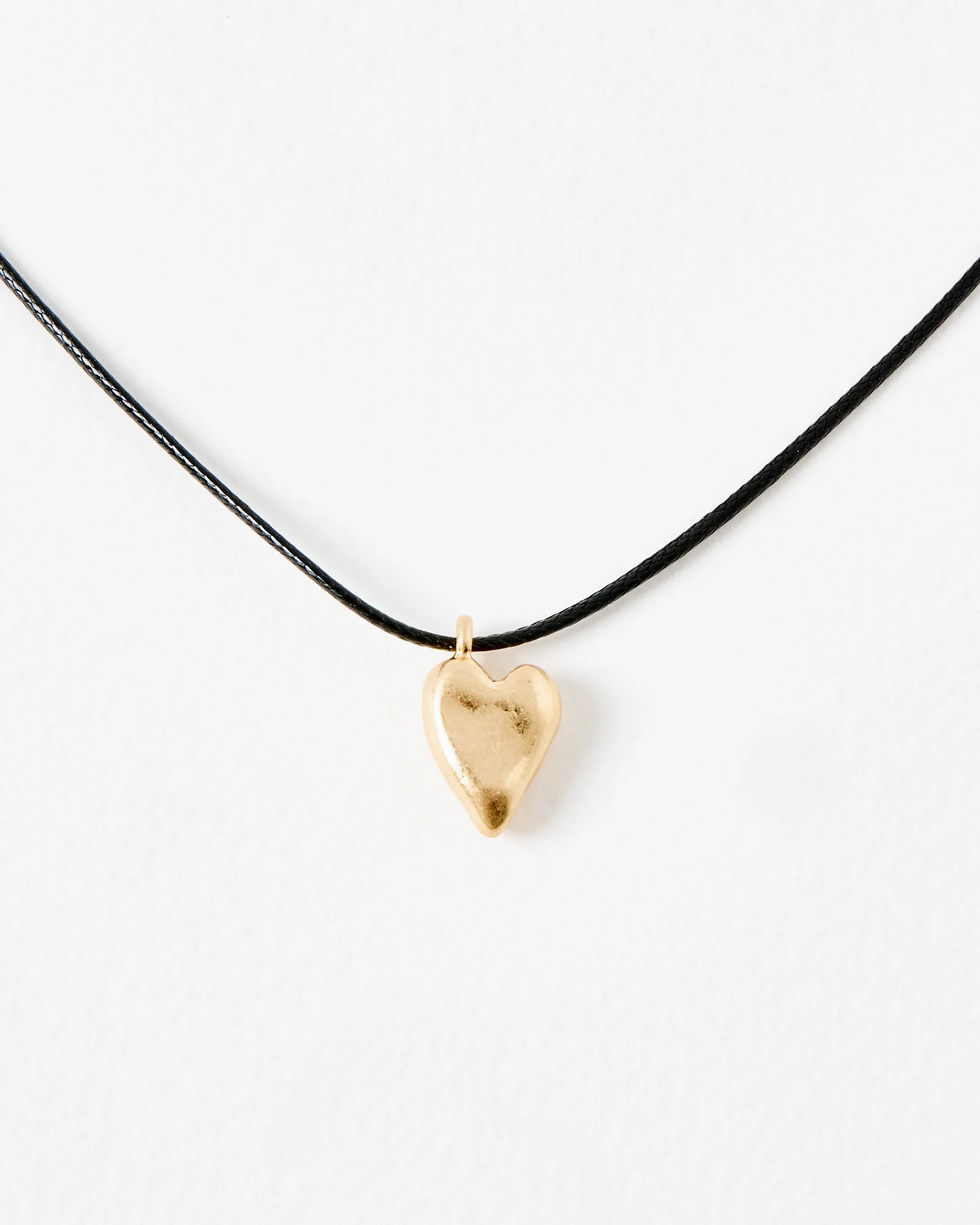 Viola Gold Tone Heart Black Cord Pendant Necklace | Oliver Bonas | Oliver Bonas (Global)