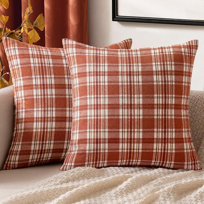 MIULEE Fall Set of 2 Scottish Tartan Plaid Throw Pillow Covers Farmhouse Classic Decorative Outdo... | Amazon (US)