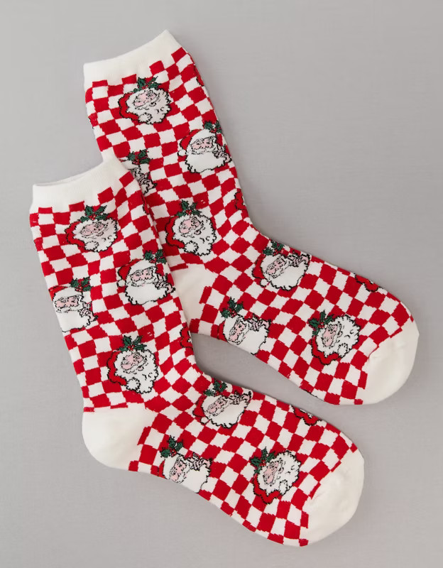 AE Holiday Checkerboard Crew Sock | American Eagle Outfitters (US & CA)