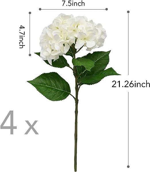 Softflame Artificial/Fake/Faux Flowers - Hydrangea White 4PCS for Wedding, Home, Party, Restauran... | Amazon (US)