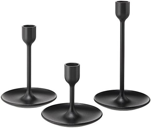 IKEA FULLTALIG Candlestick, set of 3 Powder Coating Black Aluminum Candlestick Holder for taper c... | Amazon (US)