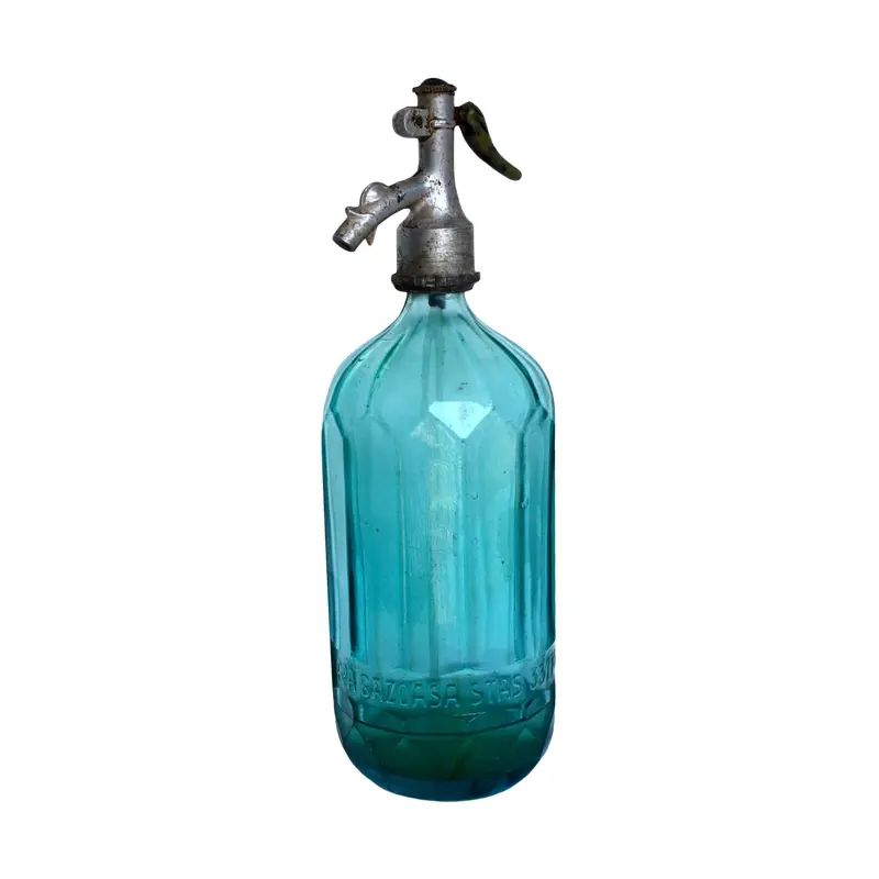 Vintage European Turquoise Glass Seltzer Bottle | Chairish