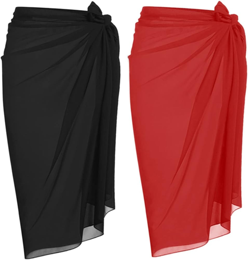 Ekouaer Women Sarong Swimsuit Coverups Chiffon Long Bikini Wraps Sheer Beach Bathing Suit Cover U... | Amazon (US)