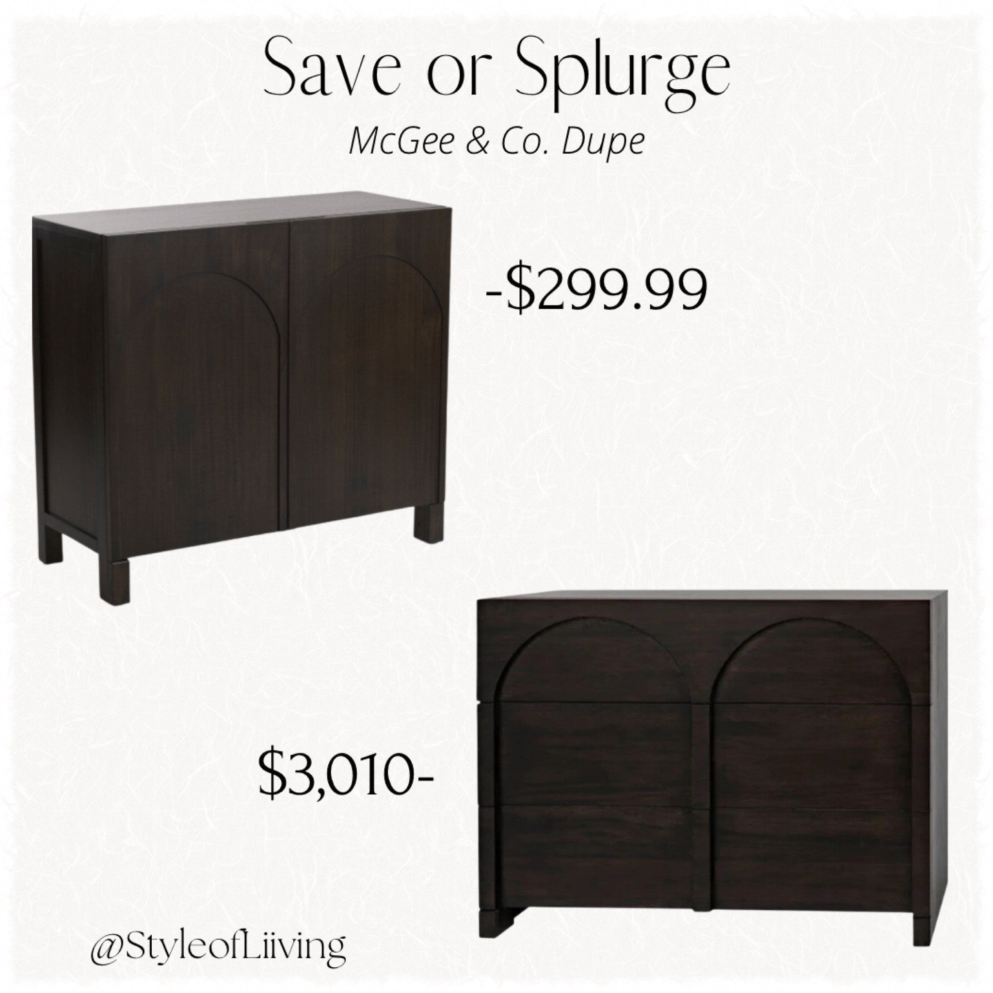 Save or splurge. Similar look for less! McGee and co. dupe! Arched two door cabinet from TJ Maxx. Walnut arched sideboard.

#LTKstyletip #LTKhome #LTKFind