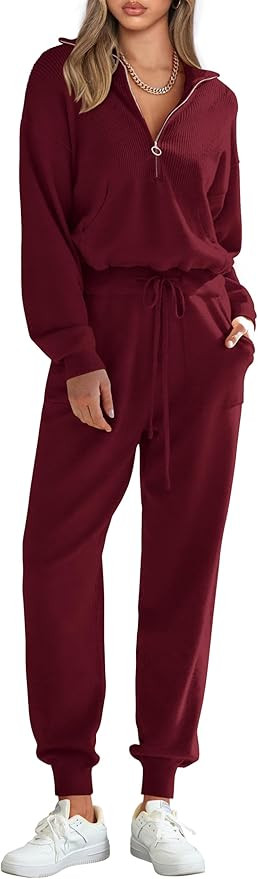 PRETTYGARDEN Women's 2 Piece Sweater Set Pullover Zip Up Sweatshirt Jogger Sweatpants Tracksuit C... | Amazon (US)