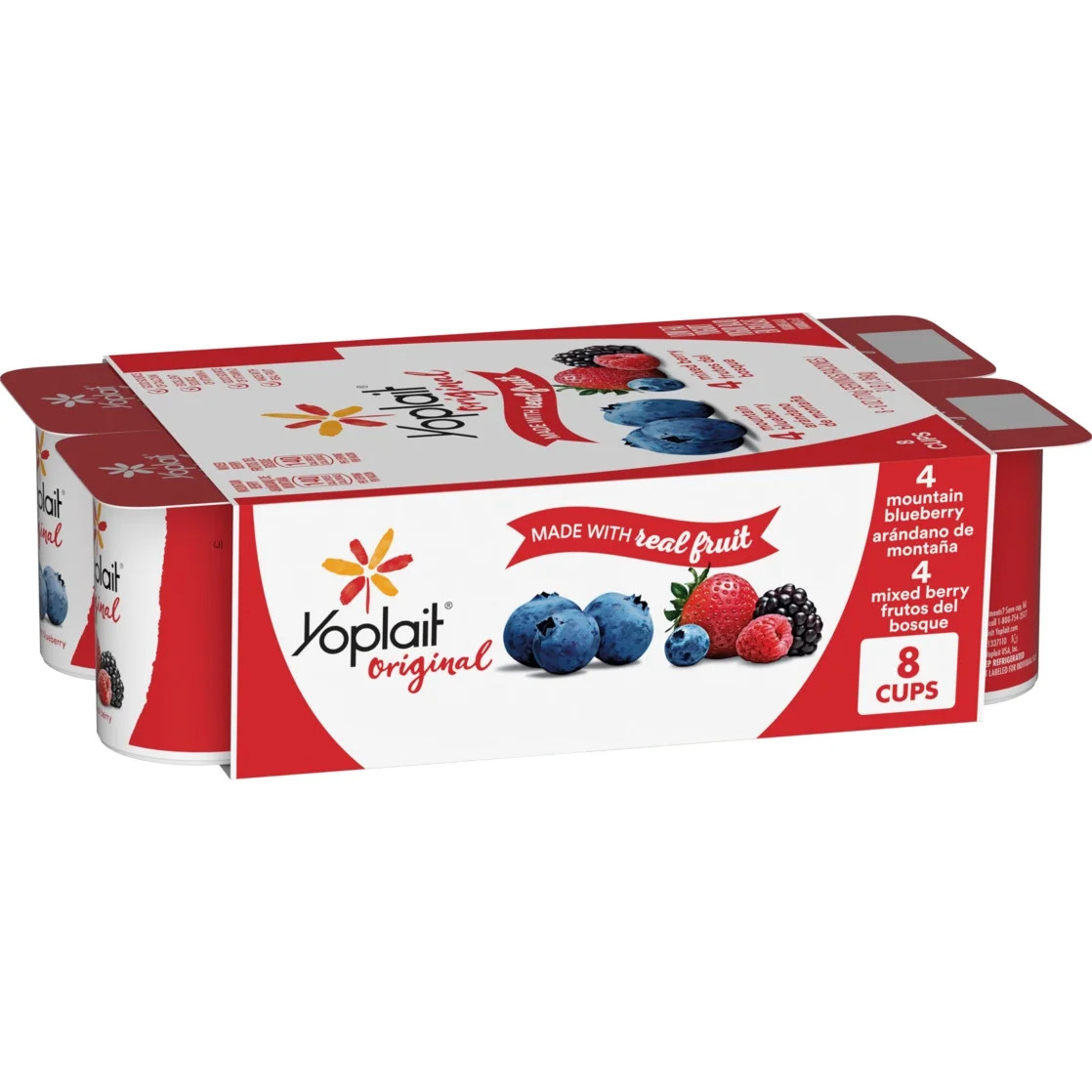 Yoplait Original Low Fat Yogurt Variety Pack, 8 Yogurt Cups, 48 oz - Walmart.com | Walmart (US)