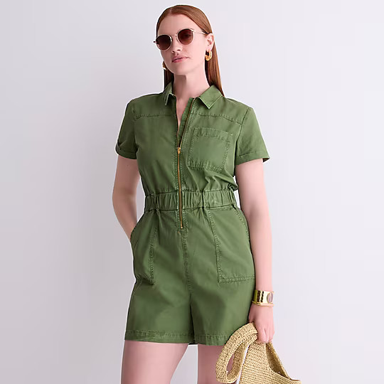 Zip-front chino romper | J. Crew US
