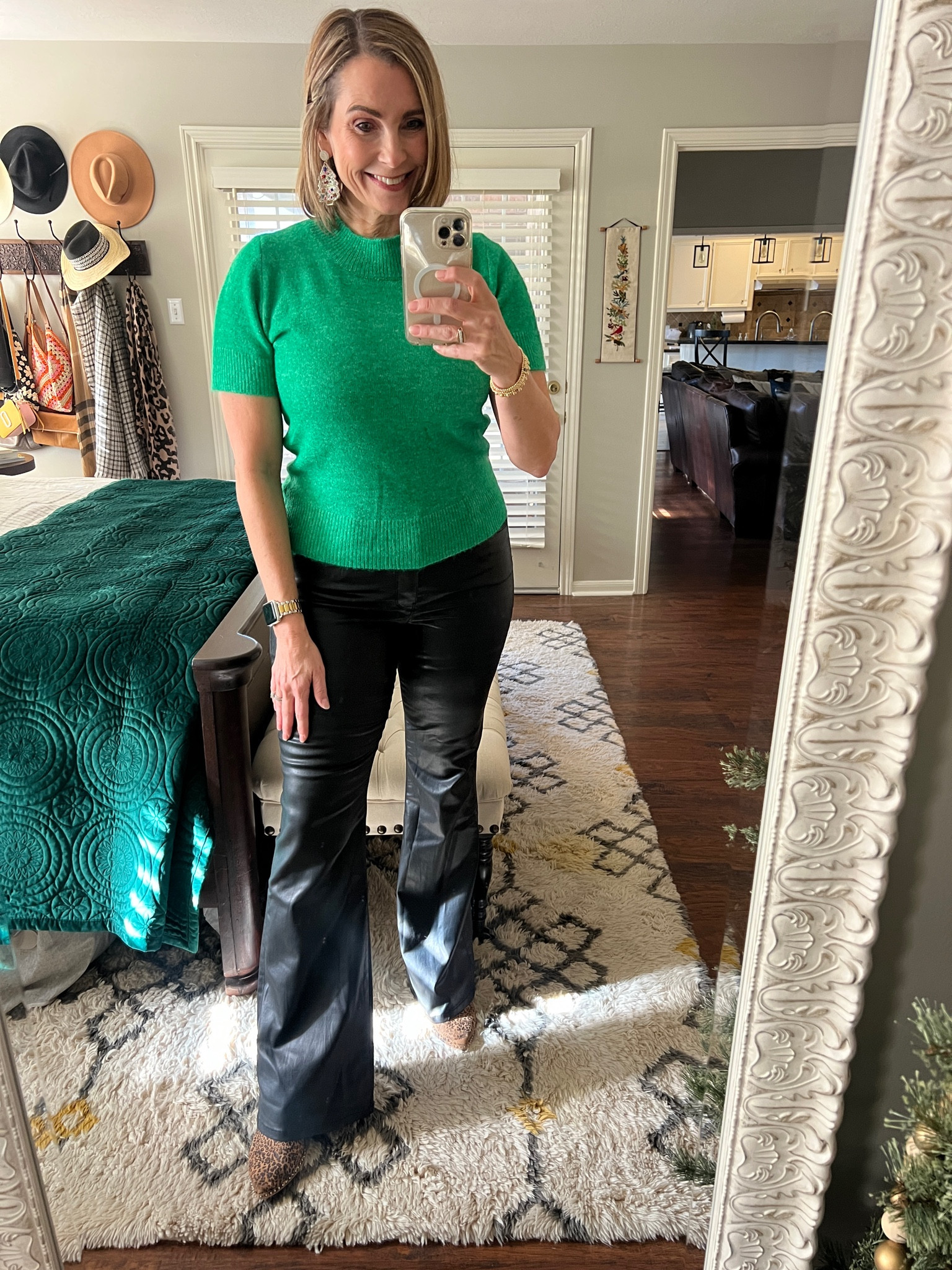 Green with envy?  This sweater is a daily deal, so soft and perfect to layer in warmer winter climates.  I’ve paired with some fun coated flairs and animal print booties and of course my Christmas tree earrings!!


#LTKSaleAlert #LTKFindsUnder50 #LTKMidsize
