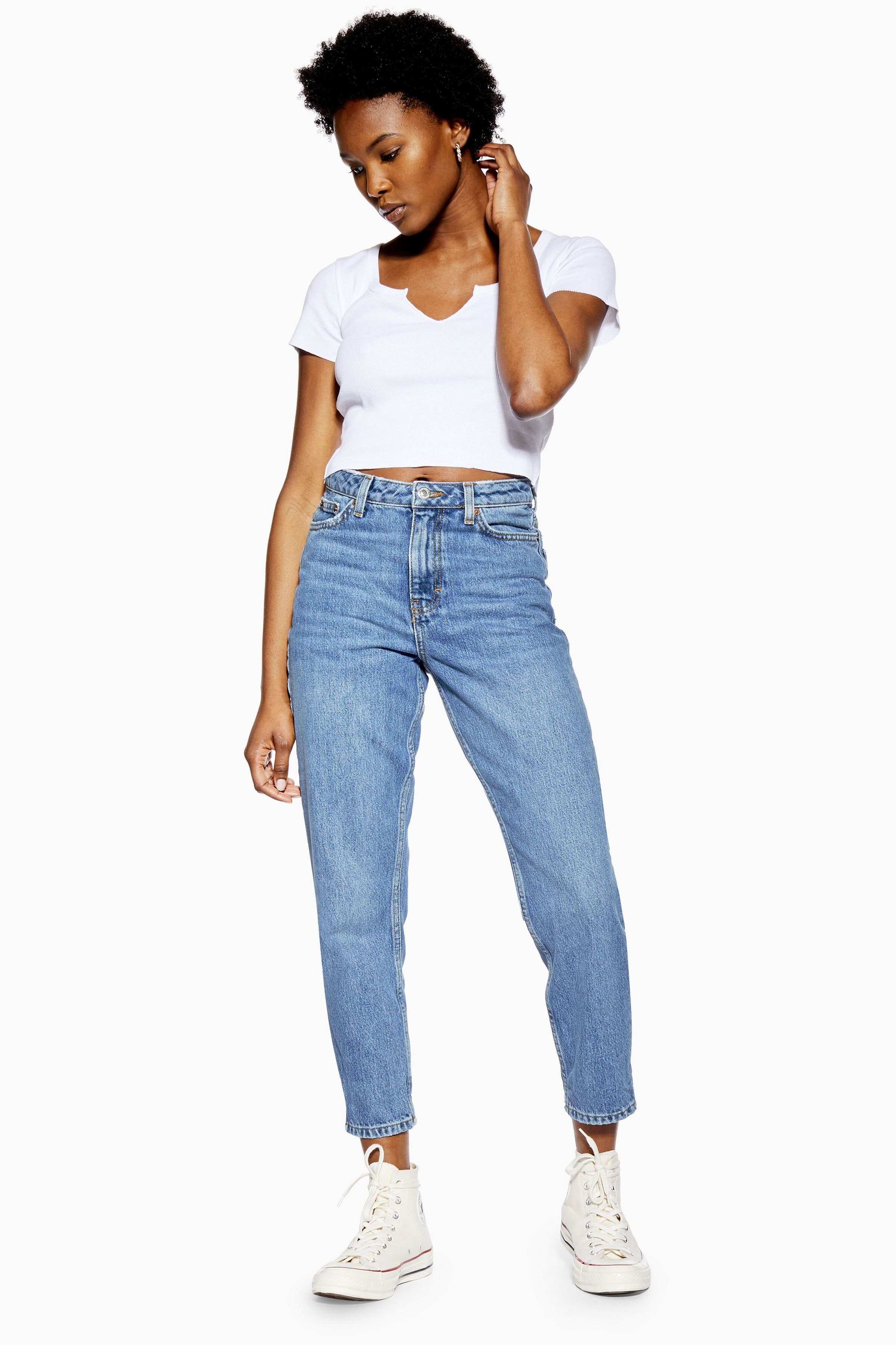 PETITE Mid Blue Mom Jeans | Topshop US