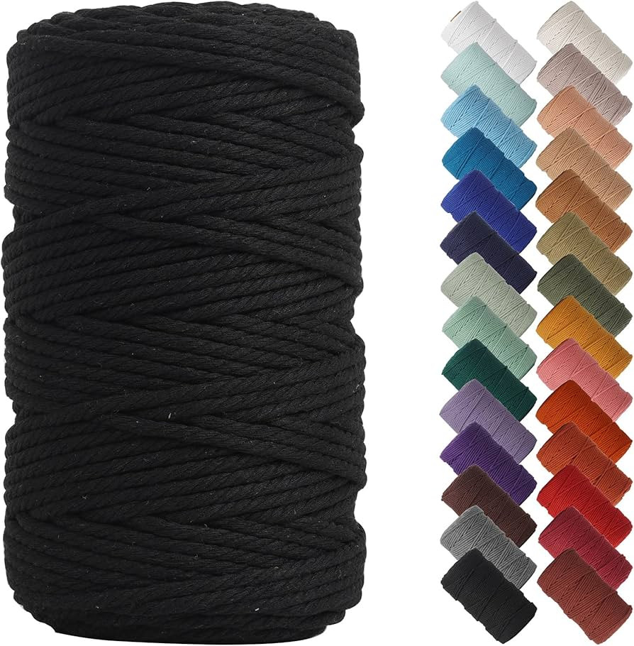 NOANTA Black Macrame Cord 4mm x 109yards, Colored Macrame Rope, Cotton Rope Macrame Yarn, Colorfu... | Amazon (US)