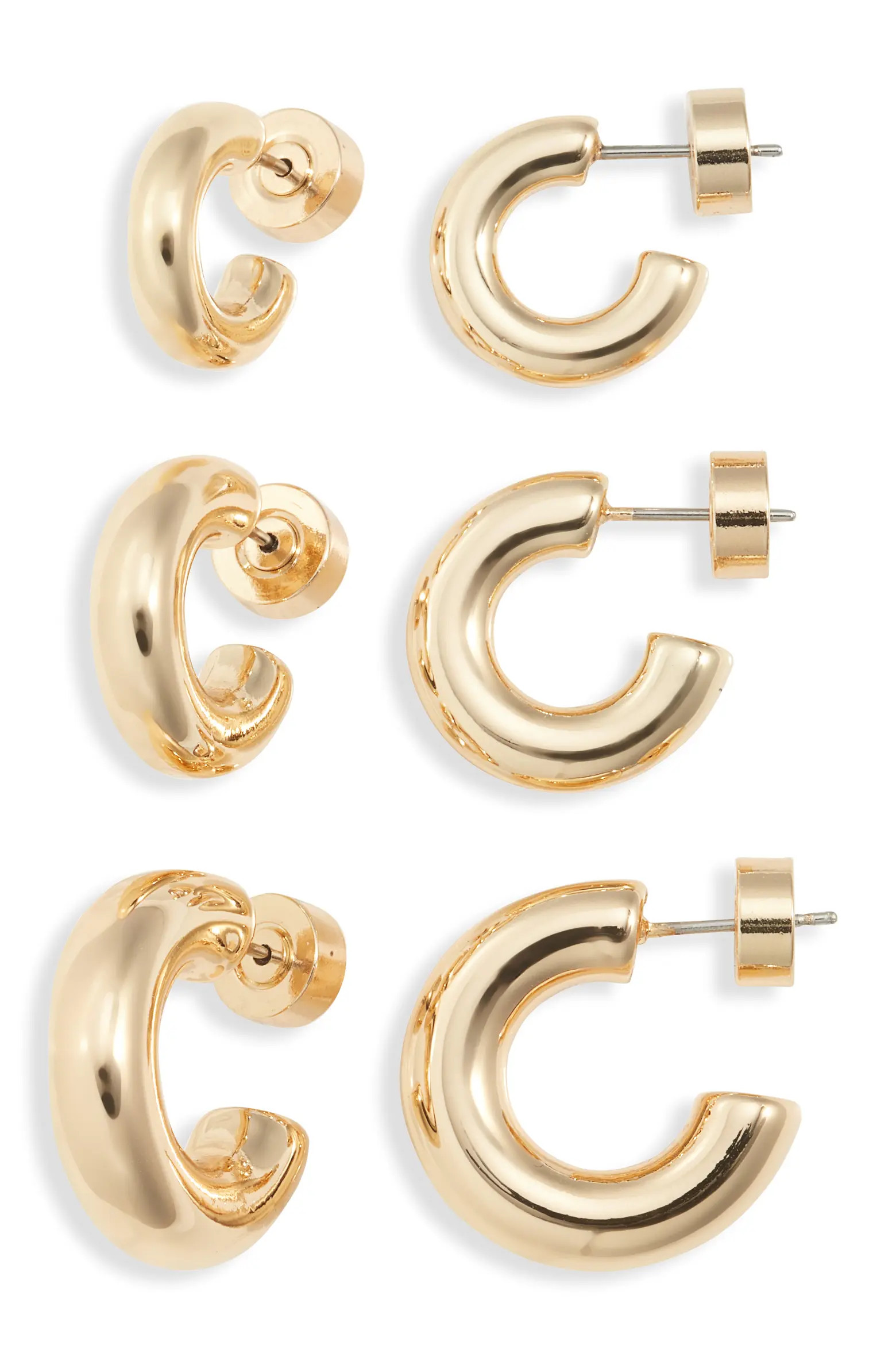 Set of 3 Small Polished Tube Hoop Earrings (Women) | Nordstrom | Nordstrom