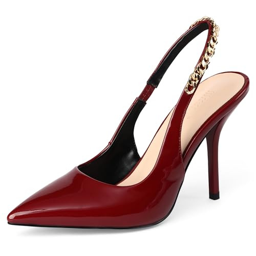iiimmu Women's Stiletto Heels Closed Pointed Toe 4 in Heels for Women Patent Leather Pumps with C... | Amazon (US)