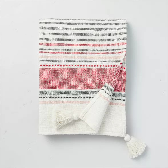 Decorative Multi Stripe Woven Throw Blanket Red/Green - Hearth & Hand™ with Magnolia | Target