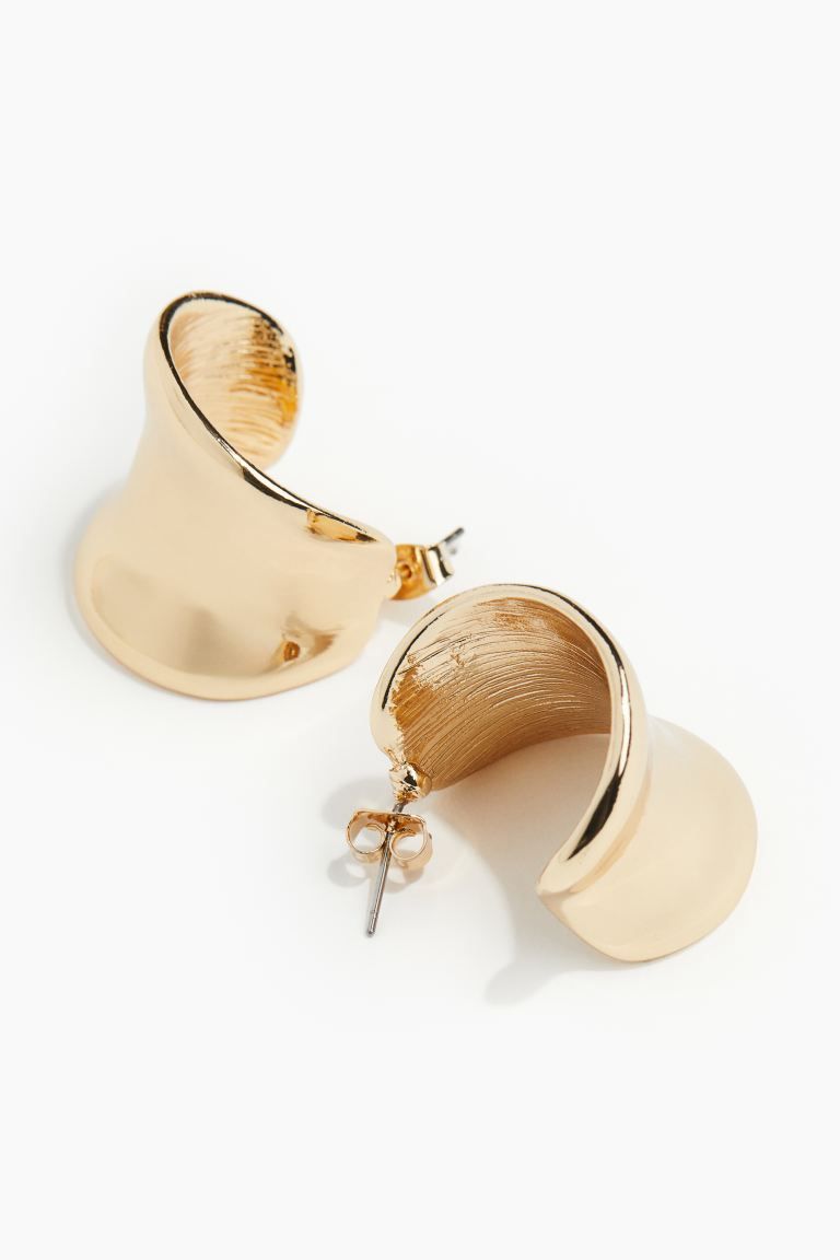 Wide Hoop Earrings - Gold-coloured - Ladies | H&M US | H&M (US + CA)