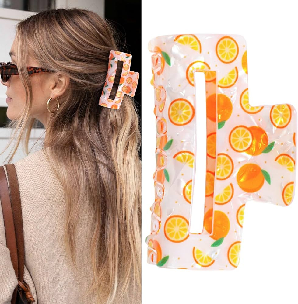 Summer Fruit Hair Clips,Orange Hair Claw Clips for Women,Spring Non-Slip Hair Jaw Clamp Girl Hair... | Amazon (US)