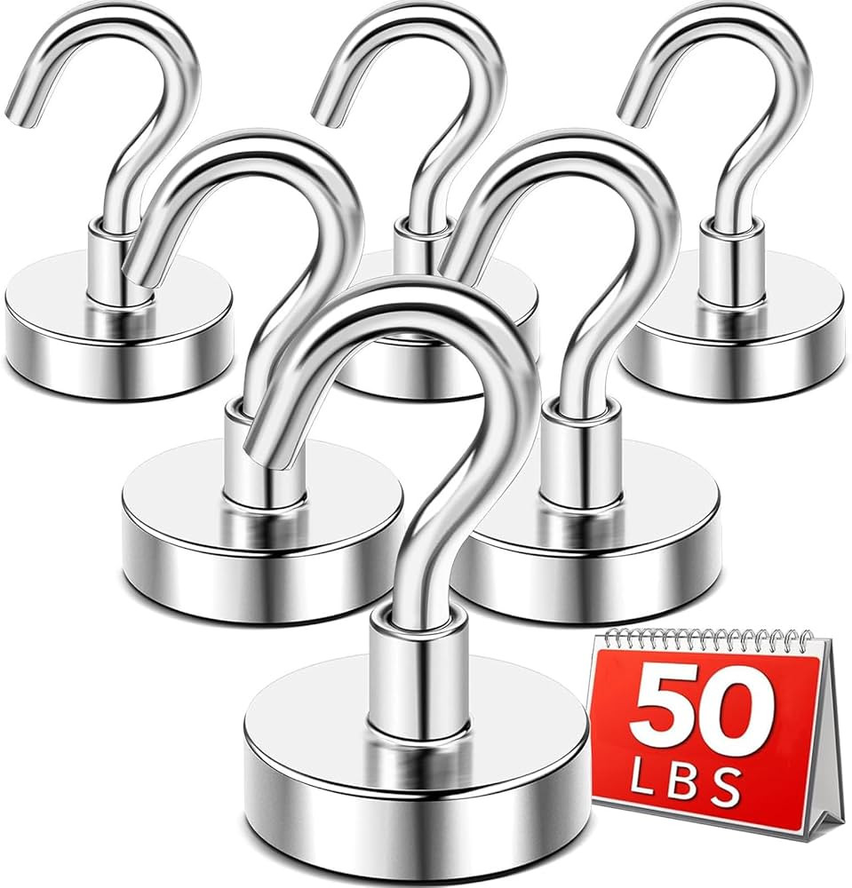 DIYMAG Magnetic Hooks, 50lbs Heavy Duty N52 Rare Earth Magnets with Hook 2025 Cruise Cabin Ship E... | Amazon (US)