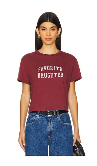 Favorite Daughter Cropped Collegiate Tee in Burgundy. - size XL | Revolve Clothing (Global)