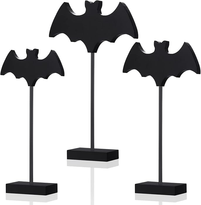 3 Pcs Halloween Table Decor Wood Bat Signs, Black | Amazon (US)