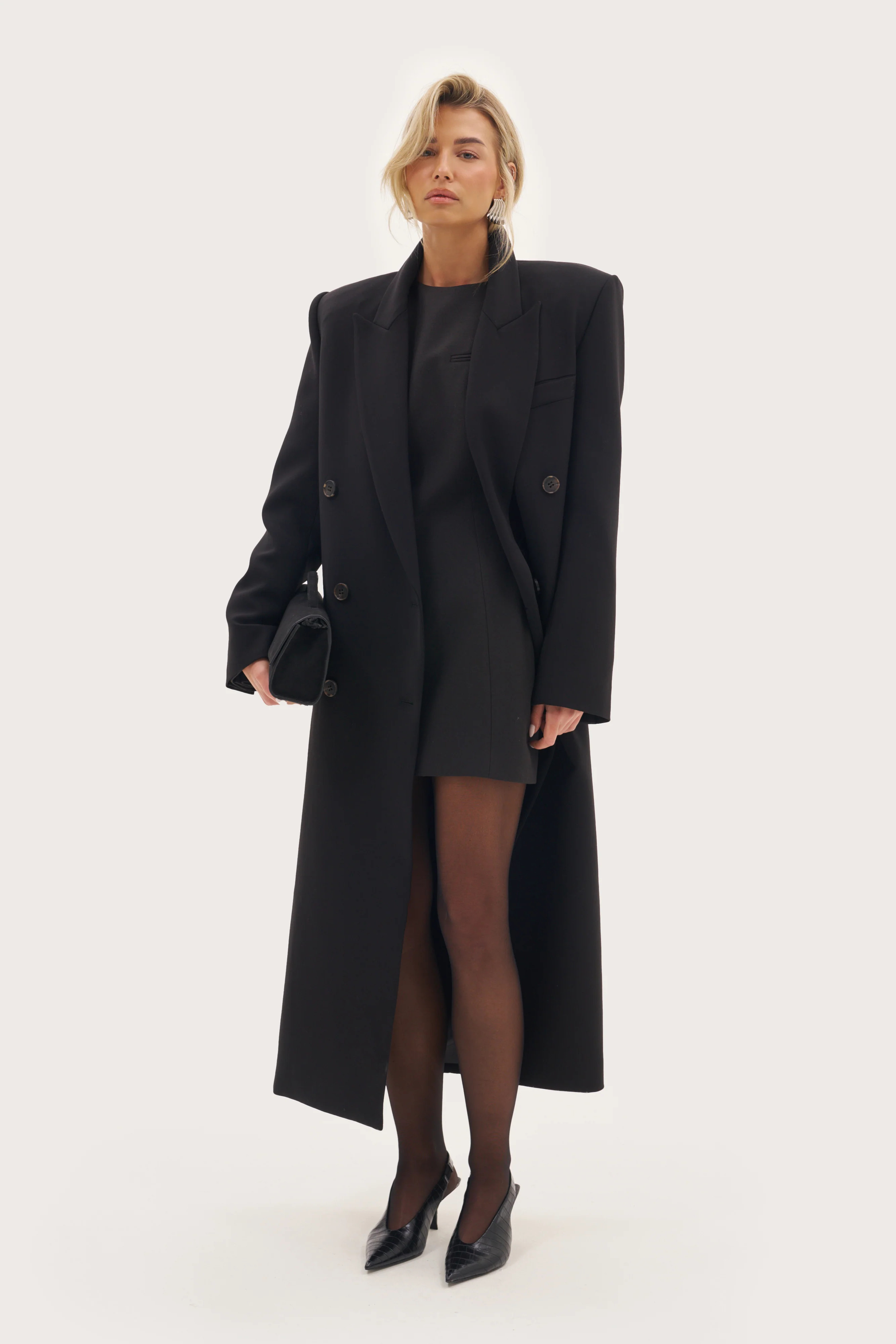 Mae Tailored Long Coat - Black | Maebe UK