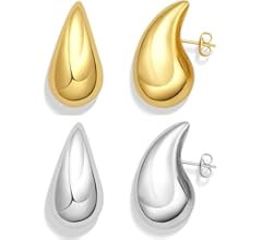 Chunky Gold Hoop Earrings Trendy Bottega Earring Dupes for Women, Tear Drop Earrings Lightweight ... | Amazon (US)