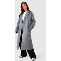 Womens Petite Oversized Wool Look Belted Coat - Grey - 10 | boohoo (US & Canada)