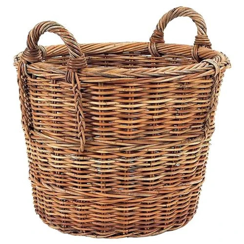 Camilla Coastal Beach Natural Handwoven Rattan Floor Log Basket | Kathy Kuo Home