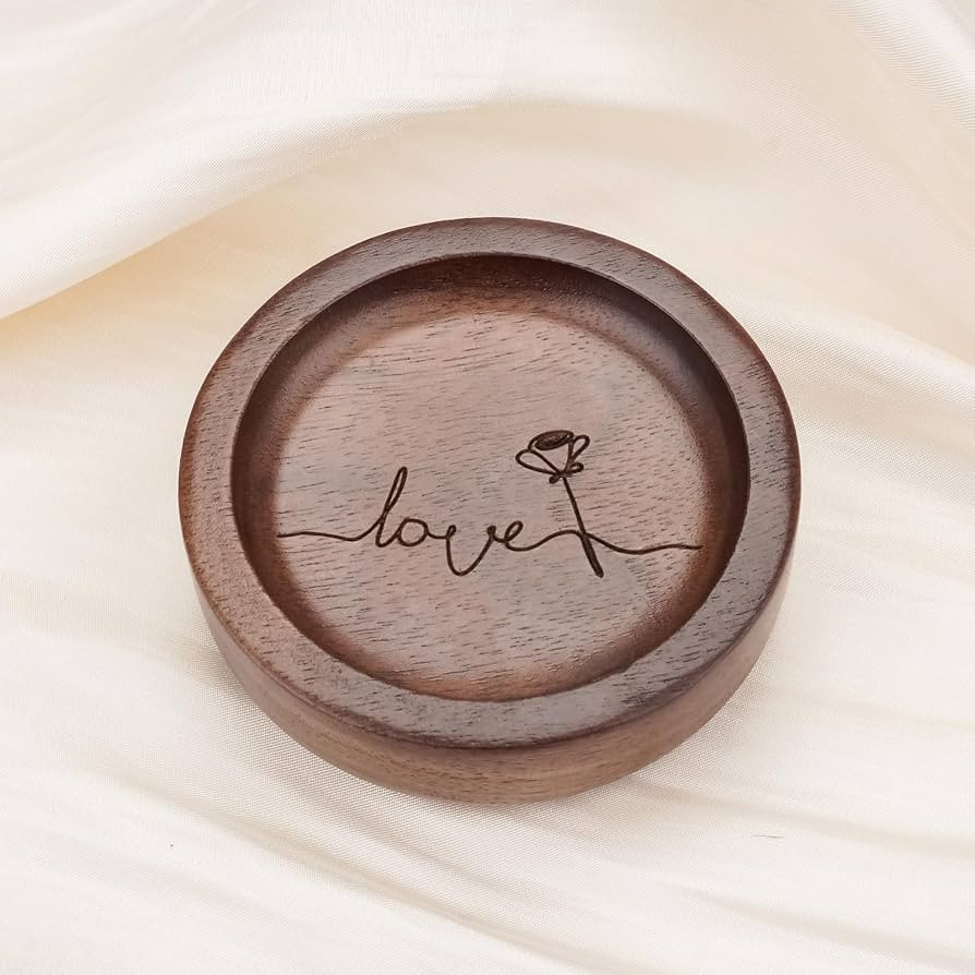 SOITIS Walnut Wooden Ring Tray Wedding Ring Dish Engagement Jewelry Dish for Couples Gift for Ann... | Amazon (US)