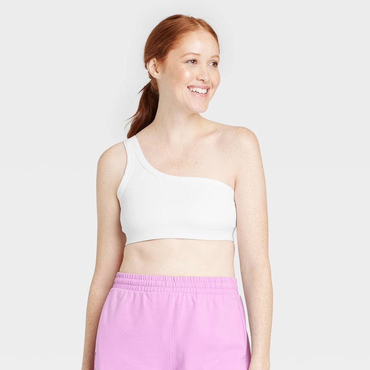 Women's Light Support Brushed Sculpt Asymmetrical Sports Bra - All in Motion™ | Target