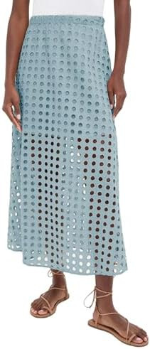Ailoqing 2026 Summer Casual Long Skirt for Women Cotton Eyelet Beach Maxi Skirt with Underneath | Amazon (US)