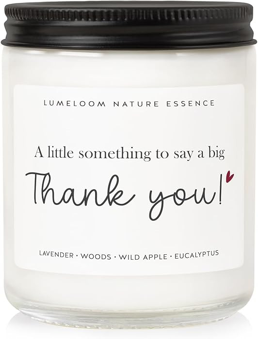Thank You Gifts for Women, Men - 9oz Lavender Scented Soy Wax Candle - Christmas Thank You Candle... | Amazon (US)