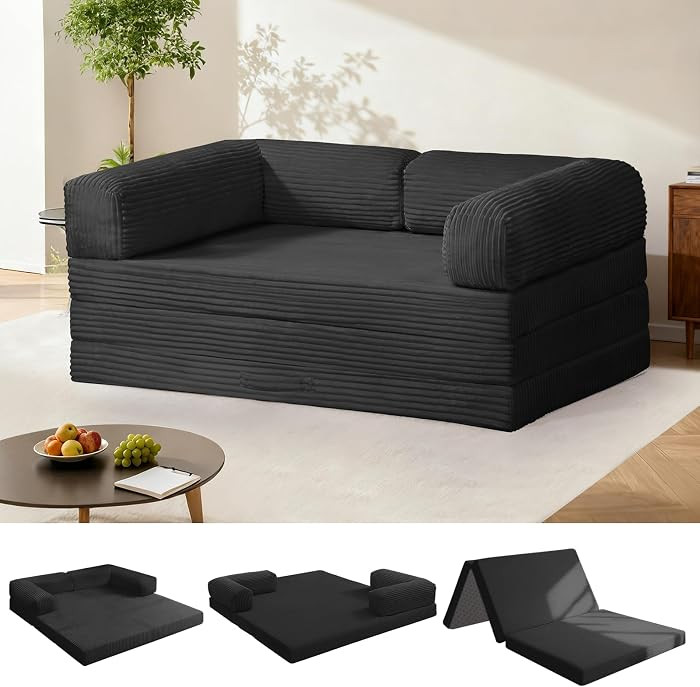 Tri-Fold Foldable Mattress, Convertible Folding Sofa Bed with Removable Arms & Washable Cover, Al... | Amazon (US)