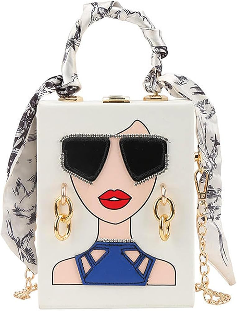 Novelty Unique 3D Lady Face PU Leather Top Handle Satchel Handbags for Women Funky Tote Purse Hob... | Amazon (US)